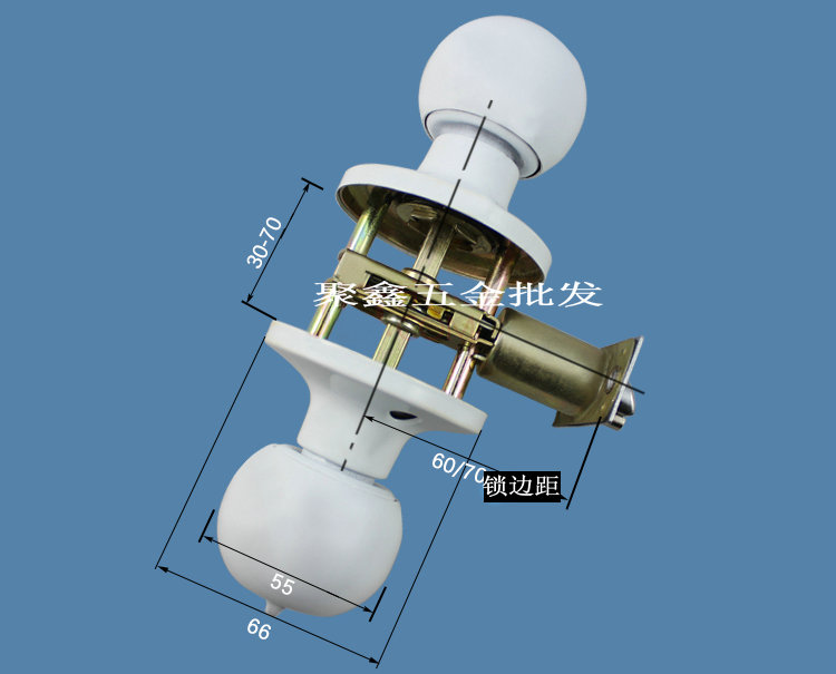 白色球形锁三杆锁圆锁铝合金门塑钢门卫浴三插锁卫生间球形锁门锁 - 图0