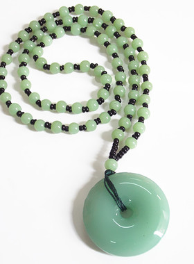长款平安扣琉璃挂件浅绿色毛衣链