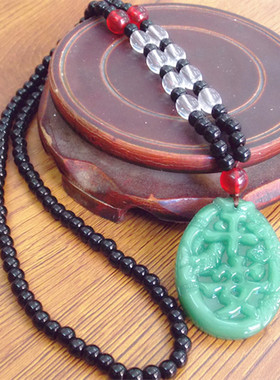 仿翡翠碧玉旅游纪念品毛衣链