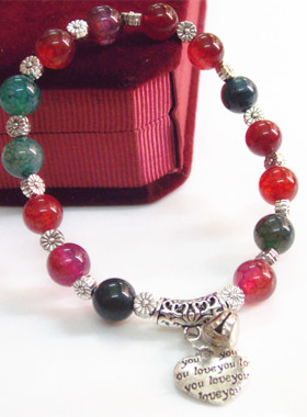 七彩石波西米亚风铃铛雕花佛珠