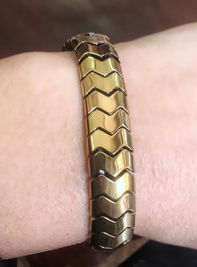 金色男式朋克W型金属矿石手环手排蛇骨表带手链手牌外贸创意波浪