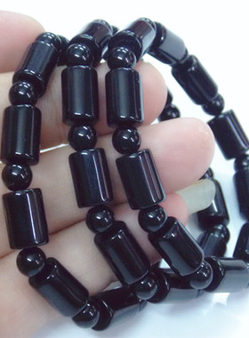 黑曜石欧美风单圈墨玉保健手串