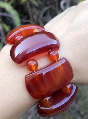 玉手链手排红玛瑙手链手串玉石手牌霸气男款手串多款红色玉器礼品