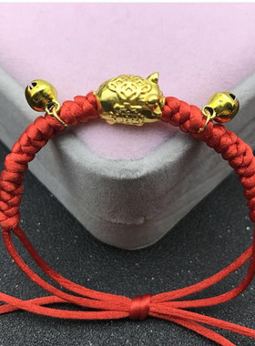 手工编织卡通小金猪本命年红绳
