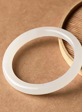 琉璃仿阿富汗白玉手镯新疆和田玉昆仑羊脂白玉色镯子手环荔枝冻