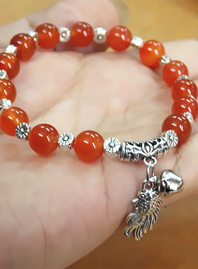 天然红玛瑙单圈手串吊坠送礼佛珠