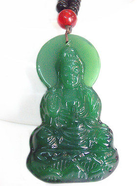 时尚风长款串珠菠菜绿观音毛衣链