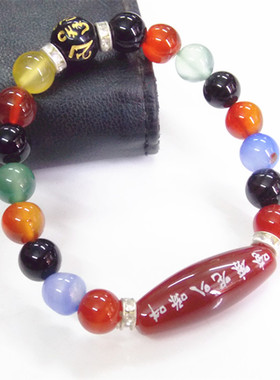 欧美风七彩火山石能量珠子手串