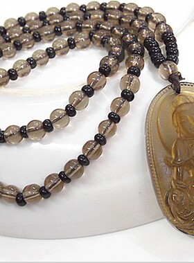 中号冰种黑曜石八大守护神项链