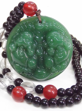 碧玉双貔貅长款琉璃定做毛衣链