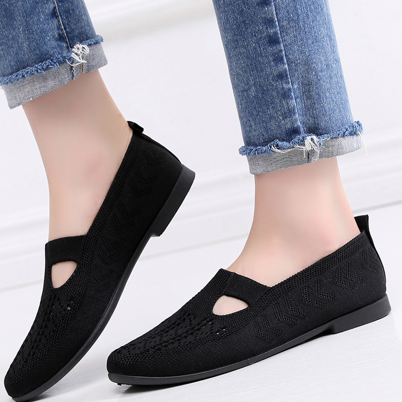 舒适透气软底中老年休闲女士飞织网布鞋妈妈鞋一脚蹬懒人鞋平底鞋,淘宝优惠券,粉丝福利购,淘宝优惠卷
