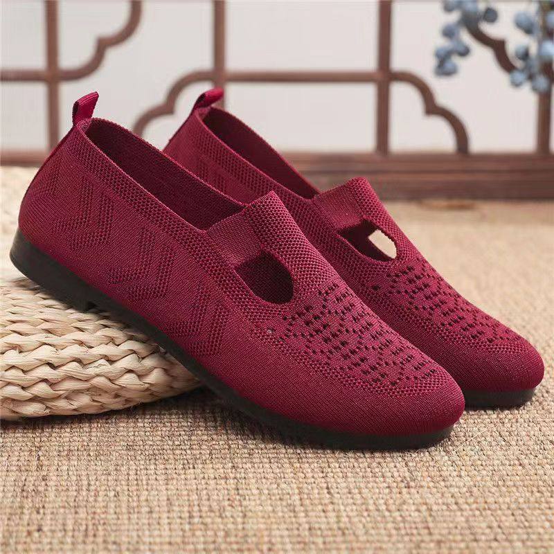舒适透气软底中老年休闲女士飞织网布鞋妈妈鞋一脚蹬懒人鞋平底鞋,淘宝优惠券,粉丝福利购,淘宝优惠卷