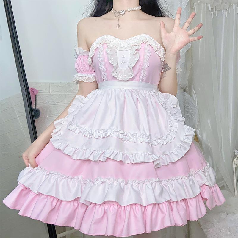 二次元粉色萝莉女仆装Cosplay动漫角色扮演女佣制服咖啡厅连衣裙 - 图2