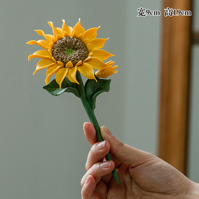 德化手工捏花陶瓷牡丹花枝中式摆桌面电视柜博古架仿真花瓷器摆件 - 图2