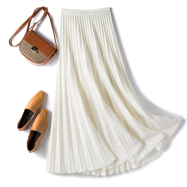 1929<High Quality>Matte Pleated Skirt Spring and Summer Women's Mid-Length High Waist Slim Versatile A-Line Long Skirt