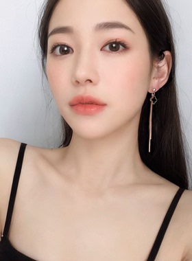 耳钩超仙冷淡风显脸瘦长款流苏耳环新款潮钛钢耳坠女防过敏玫瑰金
