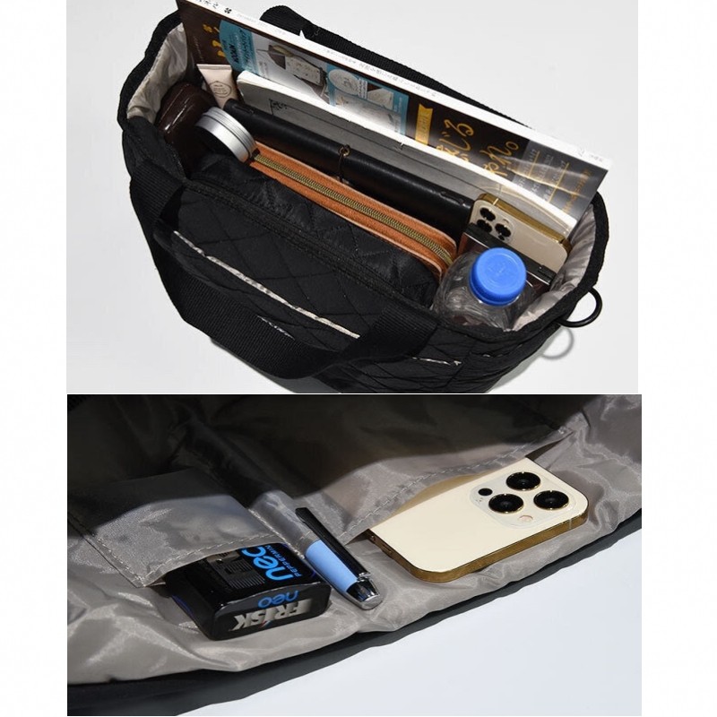 日本杂志款轻便夹棉 2way单肩斜挎包 多功能菱格小香风百搭托特包,淘宝优惠券,粉丝福利购,淘宝优惠卷