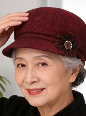 中老年春秋季帽子老人八角奶奶贝雷帽妈妈春秋布帽中老年人鸭舌帽