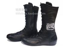 (shipped in US) limited REYES Boxing Shoes High Helper Genuine Leather Mens Boxing Boots Black