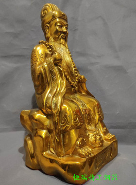 纯铜山神摆件财神爷铜像铜土地爷文财神像山神爷家居桌面客厅装饰