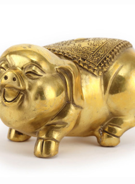 铜猪摆件纯铜猪一对福猪十二生肖猪家居饰品摆设 一对桌面礼品摆