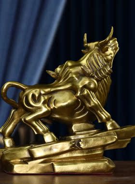 纯铜牛摆件生肖牛抬头牛家用办公室装饰财源滚滚牛金钱牛金牛公牛