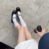 Ретро универсальные туфли «Мэри Джейн» на платформе для школьников и студентов со стразами, коллекция 2023 года, широкий устойчивый каблук, стиль JK (школьный стиль)