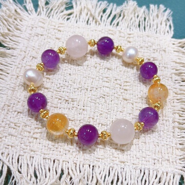 多巴胺天然水晶珍珠弹力手串女款