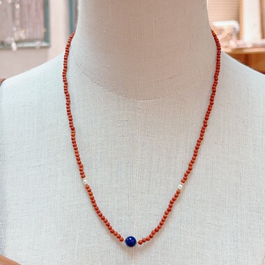 天然南红小米珠新中式长款项链