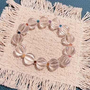 天然白水晶南瓜珠手串女款10mm