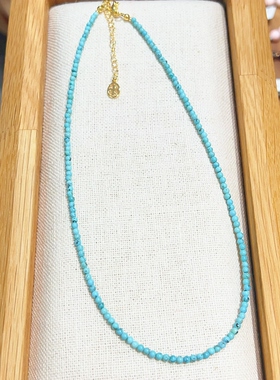原矿绿松石小米珠锁骨链法式