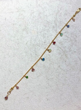 天然彩色多宝算盘珠14k包金手链