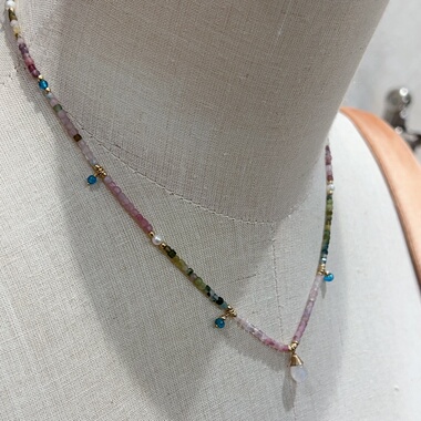 原创设计天然碧玺月光石项链