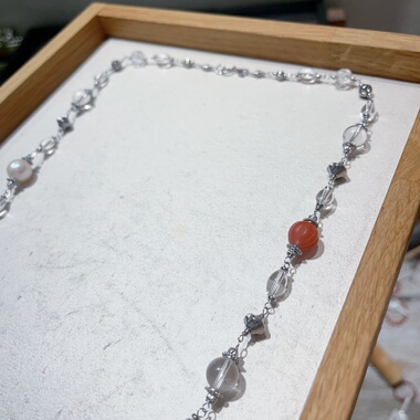 天然白水晶长款项链毛衣链