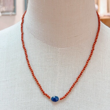 天然南红玛瑙蓝晶石轻奢锁骨链