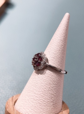 天然石榴石戒指女款925银镶嵌时尚个性简约百搭饰品礼物开口