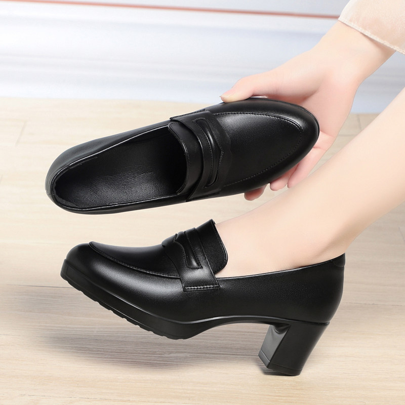 2025黑色小皮鞋女春秋新款高跟单鞋女鞋真皮软底乐福鞋百搭妈妈鞋,淘宝优惠券,粉丝福利购,淘宝优惠卷