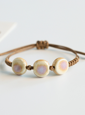 景德镇陶瓷手链女瓷珠编织手串男情侣手绳新中式民族风学生小饰品