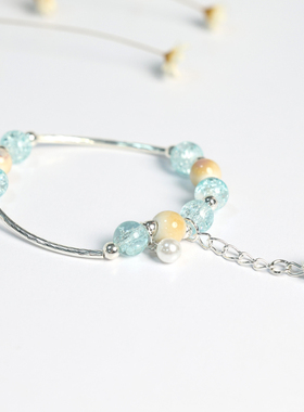 小清新少女系水晶之恋陶瓷手链新中式女生简约百搭景德镇串珠手串