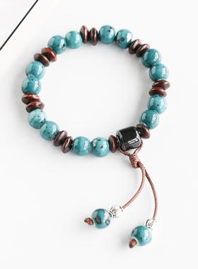 景德镇手串陶瓷手链民族风学生手饰女瓷珠串珠编织情侣手绳男饰品