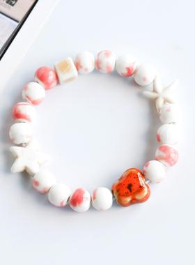 小清新陶瓷手链景德镇瓷珠串珠手串情侣学生手饰女地摊货源小饰品