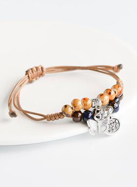 民族风陶瓷手链景德镇瓷珠编织手串学生情侣手绳古风手饰原创设计