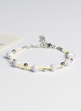 小清新森系简约百搭陶瓷瓷珠串珠手链文艺时尚编织手绳流行小饰品