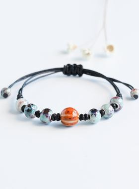 新中式陶瓷小饰品景德镇手串瓷珠编织情侣手链学生手饰民族风手绳