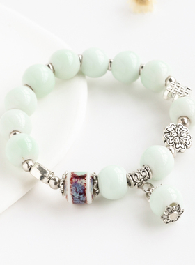 新中式民族风陶瓷手链景德镇瓷珠串珠手串夜市地摊闺蜜学生小饰品