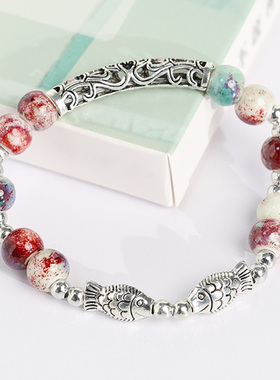 锦鲤上岸·原创民族风陶瓷手链古风手串女创意个性国潮手饰品新款