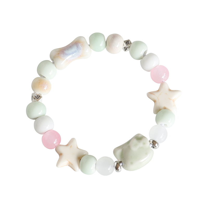 可爱KT猫小熊手串景德镇陶瓷手链瓷珠编织手绳学生情侣多巴胺手饰 - 图3