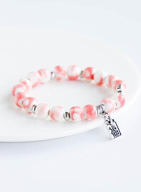 民族风陶瓷饰品景德镇瓷珠串珠新中式手链女文艺复古情侣手串小众