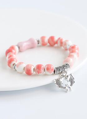 新中式民族风陶瓷手链国风景德镇瓷珠串珠学生手串情侣手饰手绳女