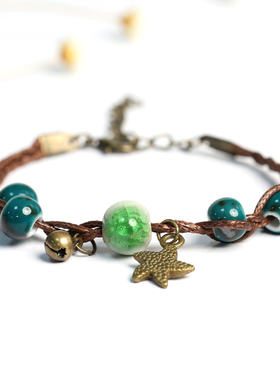 民族风复古手工编织陶瓷手串景德镇手链女夜市地摊爆款简约百搭潮